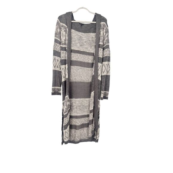Hannah duster cardigan ￼grey and white - Picture 1 of 9